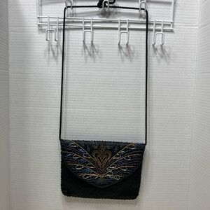 Courtenay Beaded Clutch Corded Strap Shoulder Bag Purse Colorful Artsy Snap Flap